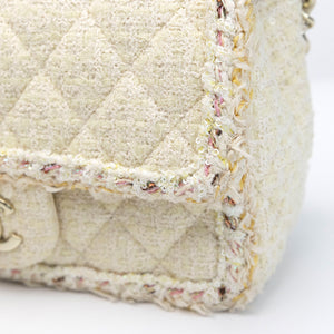CHANEL CRUISE 2025/26 MINI CLASSIC HANDBAG TWEED LIGHT YELLOW GHW (MICROCHIP)