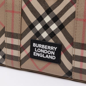 BURBERRY LOGO APPLIQUE VINTAGE CHECK E-CANVAS TOTE BAG GHW