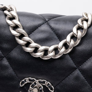 CHANEL SMALL 19 BAG LAMBSKIN BLACK MULTICOLOUR HARDWARE (MICROCHIP)