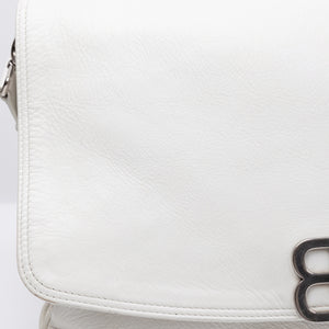 BALENCIAGA SOFT FLAP BAG WHITE CALFSKIN LEATHER SHW