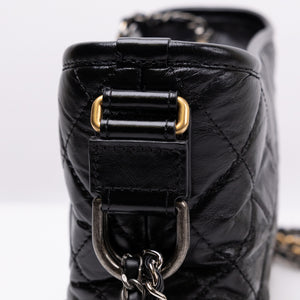 CHANEL GABRIELLE HOBO BAG BLACK CALFSKIN LEATHER MULTICOLORED HARDWARE