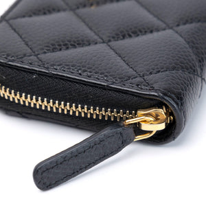 CHANEL CLASSIC ZIPPED COIN PURSE BLACK CAVIAR GHW