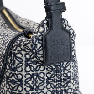 LOEWE CUBI ANAGRAM BAG JACQUARD CANVAS NAVY / BLACK GHW