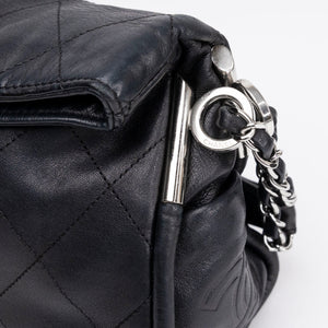 CHANEL ULTIMATE SMALL SOFT HOBO BAG BLACK QUILTED LAMBSKIN SHW