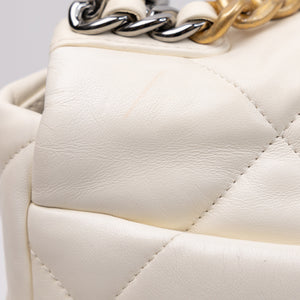 CHANEL SMALL 19 BAG WHITE LAMBSKIN MULTICOLOUR HARDWARE