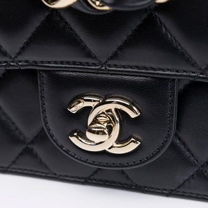 CHANEL 25B CLASSIC FLAP MATELASSE CHAIN STRAP MINI BAG BLACK LAMBSKIN LGHW