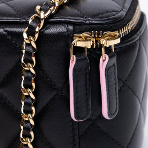 CHANEL 23P VANITY TOP HANDLE LAMBSKIN LEATHER BLACK BAG