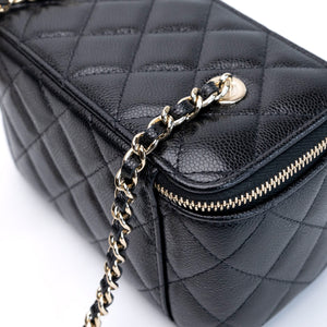 CHANEL LONG VANITY WITH CHAIN CAVIAR BLACK LGHW