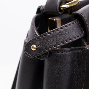 FENDI MINI PEEKABOO BAG DARK BROWN CALFSKIN LEATHER GHW