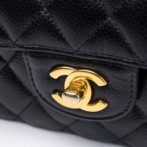 CHANEL SMALL CLASSIC DOUBLE FLAP BAG BLACK CAVIAR GHW