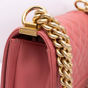 CHANEL SMALL LE BOY BAG PINK LAMBSKIN LEATHER GHW