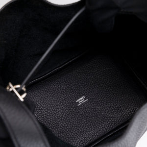 HERMES PICOTIN 18 LOCK BAG BLACK SHW STAMP C