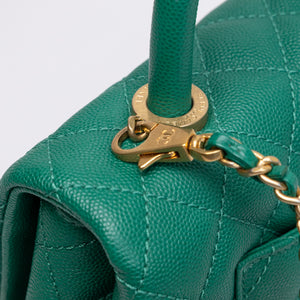 CHANEL SMALL COCO HANDLE CAVIAR GREEN LGHW