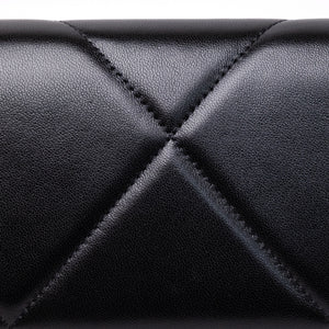 CHANEL 19 LONG FLAP WALLET BLACK LAMBSKIN LEATHER GHW (MICROCHIP)