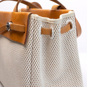 HERMES HERBAG CABAS TOILE CANVAS / VACHE LEATHER SHW