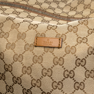 GUCCI BOSTON BAG GG CANVAS BROWN TOTE BAG SHW