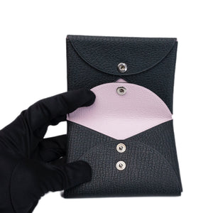 HERMES CALVI DUO COMPACT VERSO CARD HOLDER BLUE OCEAN / MAUVE PALE SHW