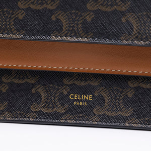 CELINE DOUBLE FLAP TRIOMPHE CANVAS WALLET ON STRAP GHW