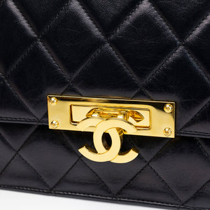CHANEL CC GOLDEN CLASS FLAP BAG BLACK LAMBSKIN GHW