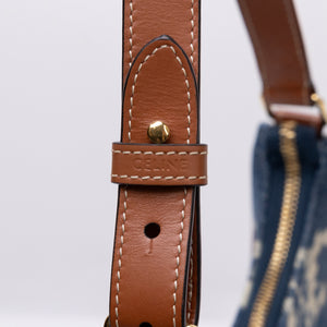 CELINE MEDIUM AVA BAG TRIOMPHE DENIM NAVY/ TAN. GHW