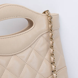 CHANEL 31 BAG NANO BEIGE LAMBSKIN LGHW