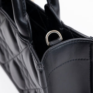 CHRISTIAN DIOR MINI DIOR BOOK TOTE BLACK MACROCANNAGE CALFSKIN GHW