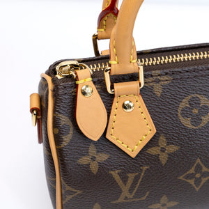 LOUIS VUITTON NANO SPEEDY MONOGRAM CANVAS GHW (MICROCHIP)