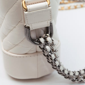CHANEL SMALL GABRIELLE HOBO BAG WHITE CALFSKIN MULTICOLOUR HARDWARE