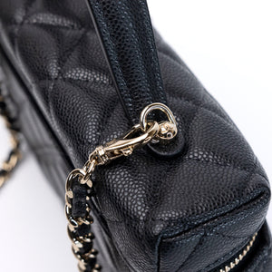 CHANEL TOP HANDLE SLIM VANITY WITH CHAIN BAG BLACK CAVIAR LGHW