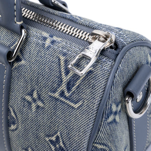 LOUIS VUITTON KEEPALL BANDOULIERE 25 WASHED DENIM CANVAS BLUE SHW