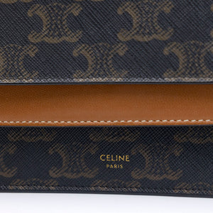 CELINE DOUBLE FLAP TRIOMPHE CANVAS WALLET ON STRAP GHW