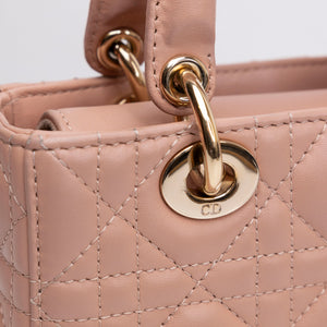 CHRISTIAN DIOR D-JOY MICRO BAG PINK LAMBSKIN LEATHER LGHW