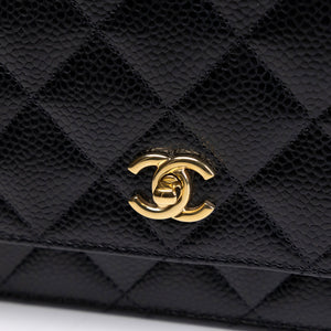 CHANEL CLASSIC WALLET ON CHAIN BAG BLACK CAVIAR GHW (MICROCHIP)
