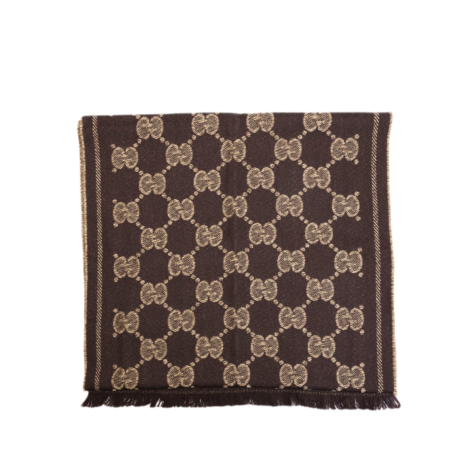 GUCCI MUFFLER GG SUPREME SCARF BROWN