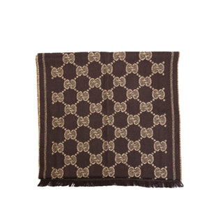 GUCCI MUFFLER GG SUPREME SCARF BROWN