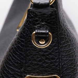 BURBERRY SMALL LEDBURY HOBO SATCHEL BLACK GRAINED CALFSKIN LEATHER GHW