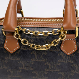 CELINE MINI BOSTON BAG TRIOMPHE CANVAS / CALFSKIN TAN GHW
