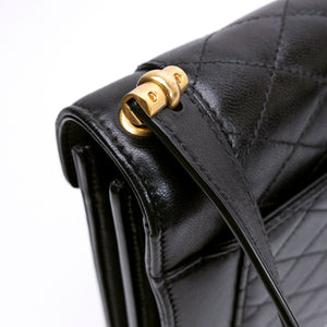 SAINT LAURENT GABY QUILTED SATCHEL BAG BLACK LAMBSKIN LEATHER GHW