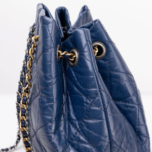 CHANEL SMALL GABRIELLE BACKPACK AGED CALFSKIN NAVY BLUE / BLACK RUTHENIUM HARDWARE