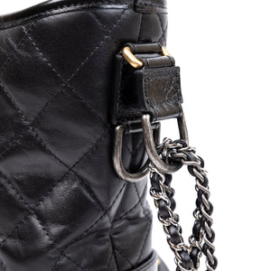 CHANEL GABRIELLE HOBO BAG BLACK CALFSKIN LEATHER MULTICOLOUR HARDWARE