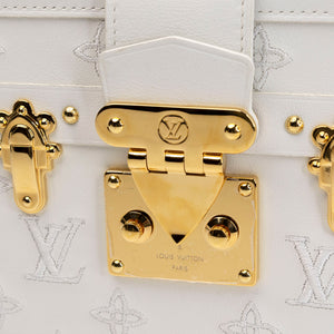LOUIS VUITTON PETITE MALLE MONOGRAM EMBROIDERED WHITE CALFSKIN GHW
