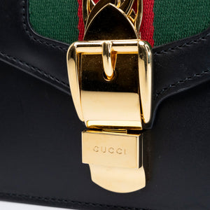 GUCCI MINI SYLVIE CHAIN BAG BLACK CALFSKIN GHW