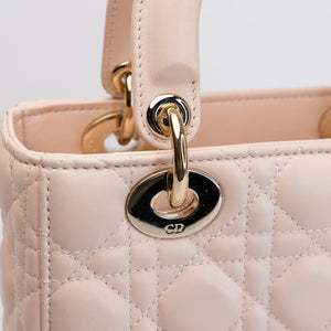 CHRISTIAN DIOR SMALL LADY DIOR LIGHT PINK LAMBSKIN GHW