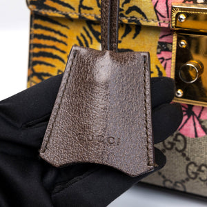 GUCCI GG SUPREME MONOGRAM BENGAL SMALL PADLOCK TOP HANDLE BAG BEIGE PINK GHW