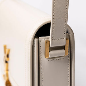 SAINT LAURENT SOLFERINO MEDIUM SATCHEL BAG WHITE CALFSKIN GHW