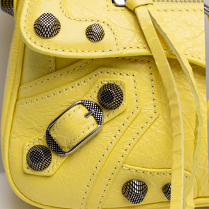 BALENCIAGA SMALL LE CAGOLE SLING SHOULDER BAG YELLOW LAMBSKIN LEATHER SHW
