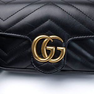 GUCCI GG MARMONT SUPER MINI BLACK GHW