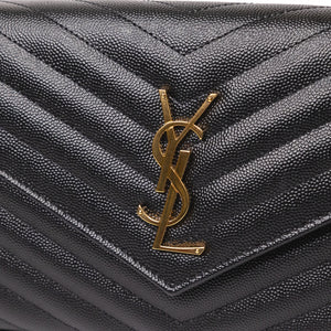 SAINT LAURENT ENVELOPE CHAIN WALLET CALFSKIN BLACK GHW