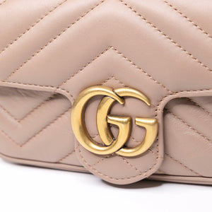 GUCCI MARMONT SMALL SHOULDER BAG BEIGE LEATHER GHW