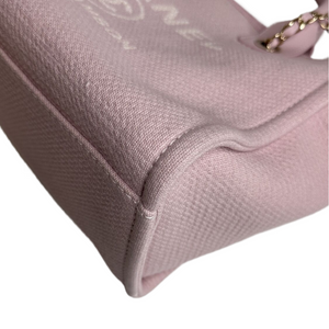 CHANEL DEAUVILLE TOTE BAG CANVAS PINK GHW